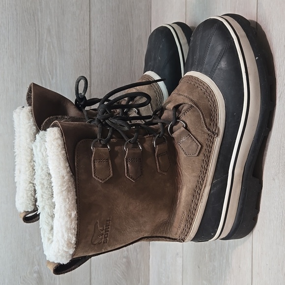 Sorel Mens 40179 Leather Insulated Line Duck Rubber Winter Boots Shoes Sz 9 - Picture 2 of 13